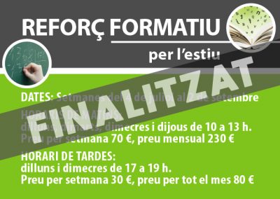 REFORÇ FORMATIU PER L’ESTIU