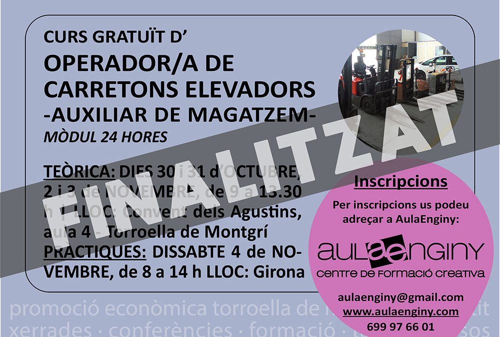 Curs gratuït d’operador/a de carretons elevadors – Ajuntament de Torroella de Montgrí