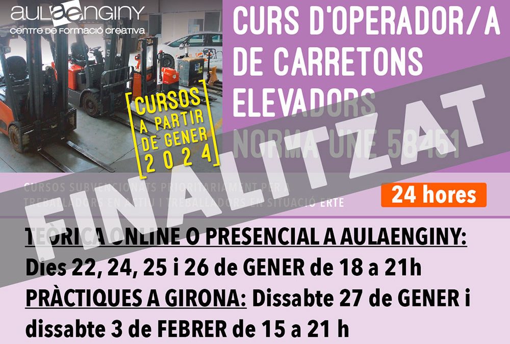 Gener 2024 – CURS D’OPERADOR/A DE CARRETONS ELEVADORS NORMA UNE 58451 – UIER