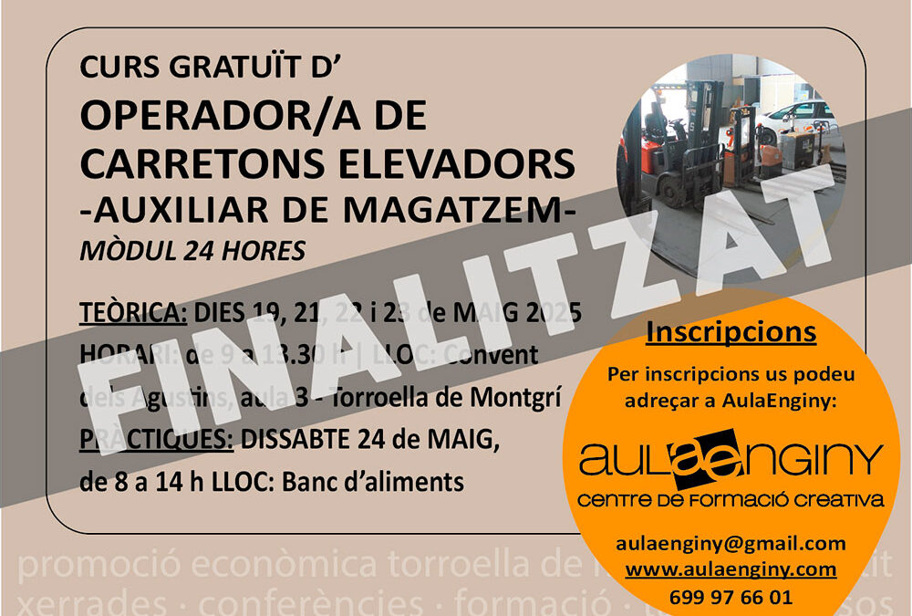 CURS GRATUÏT D’OPERADOR/A DE CARRETONS ELEVADORS – AJUNTAMENT