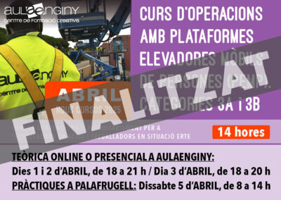 Curs d’operacions amb plataformes elevadores mòbils de persones (PEMP). Categories 3A i 3B