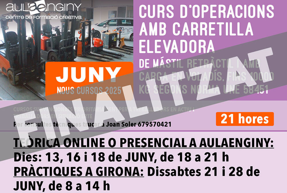 Curs d’operacions amb carretilla elevadora de mástil retràctil i amb carga en voladís, fins 10000 Kg segons norma UNE 58451