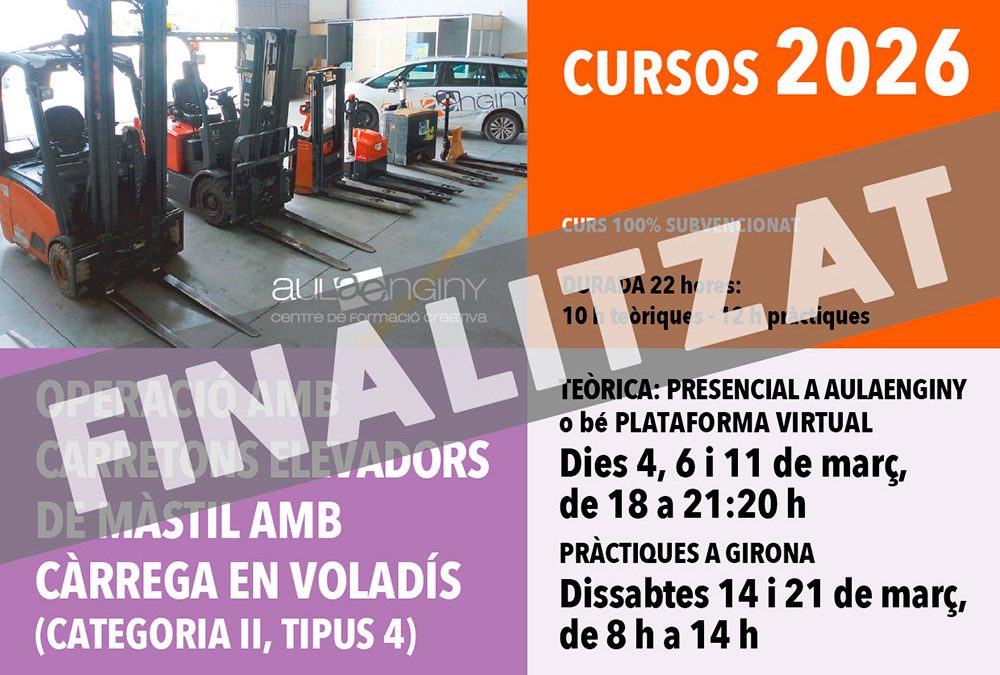 Curs d’Operacions amb carretons elevadors de màstil amb càrrega en voladís (categoria II, tipus 4)