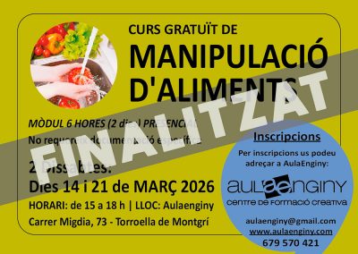 CURS GRATUÏT DE MANIPULACIÓ D’ALIMENTS – Ajuntament de Torroella de Montgrí