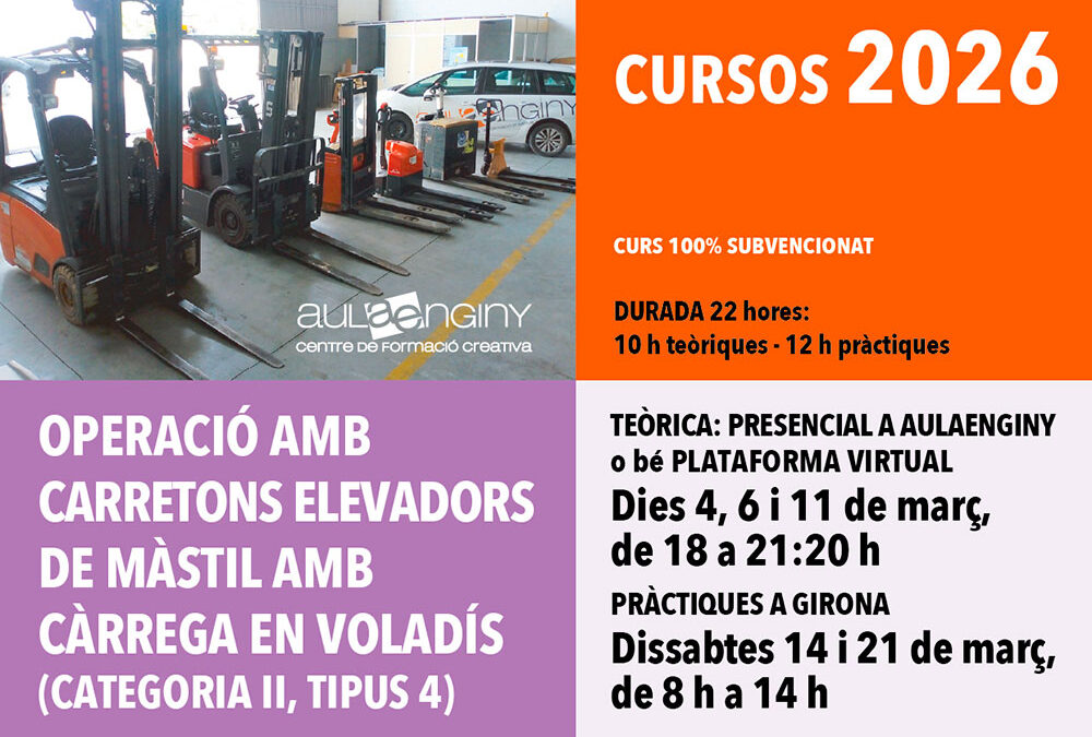 Curs d’Operacions amb carretons elevadors de màstil amb càrrega en voladís (categoria II, tipus 4)