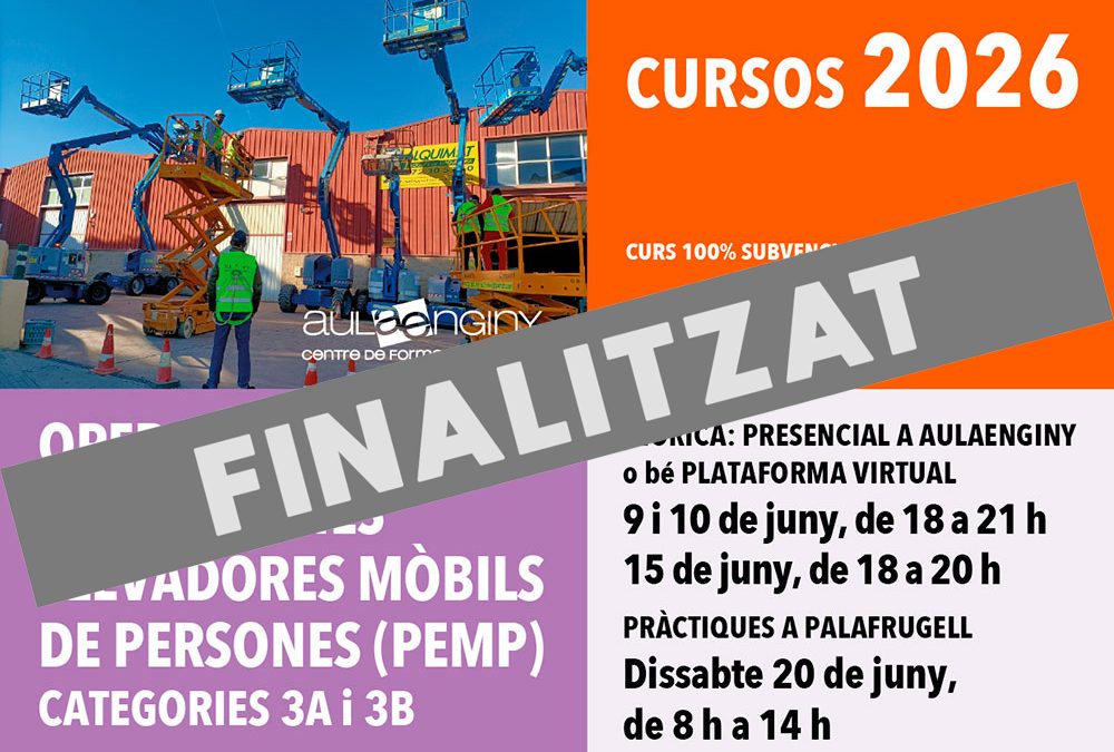 Curs d’Operacions amb plataformes elevadores mòbils de persones (PEMP). Categories 3A i 3B