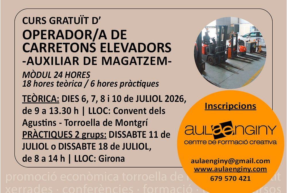 CURS GRATUÏT D’OPERADOR/A DE CARRETONS ELEVADORS – Ajuntament de Torroella de Montgrí