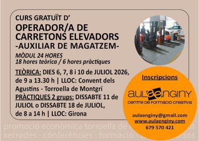 CURS GRATUÏT D’OPERADOR/A DE CARRETONS ELEVADORS – Ajuntament de Torroella de Montgrí