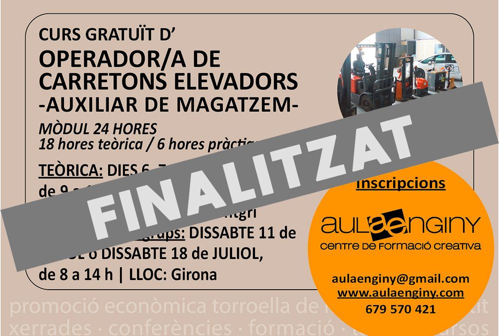 CURS GRATUÏT D’OPERADOR/A DE CARRETONS ELEVADORS – Ajuntament de Torroella de Montgrí
