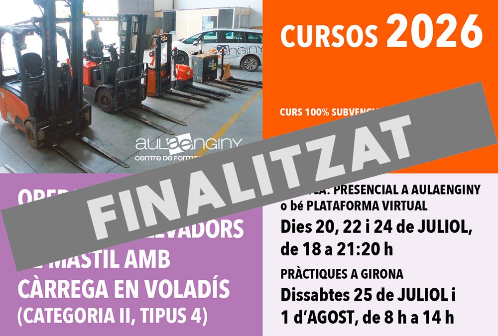 Curs d’Operacions amb carretons elevadors de màstil amb càrrega en voladís (categoria II, tipus 4) – Uier
