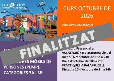 Curs d’Operacions amb Plataformes Elevadores Mòbils de Persones (PEMP) Categories 3A i 3B – Octubre 2026