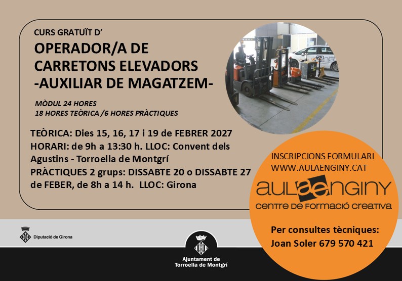 Curs Gratuït d’Operador/a de Carretons Elevadors –  Ajuntament de Torroella de Montgrí