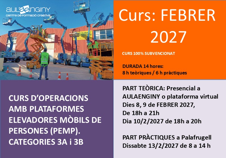 Curs d’Operacions amb plataformes elevadores mòbils de persones (PEMP). Categories 3A i 3B