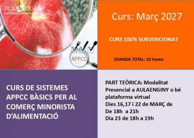 Curs de Sistemes APPCC bàsics per al comerç minorista d’alimentació – Març 2027